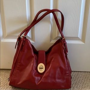 Coach Caryle red leather hobo bag